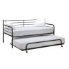 Twin size Roll Out Trundle Bed Frame in Black Metal