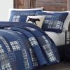 Twin Size 100-Percent Cotton Reversible 2 Piece Blue Patchwork Quilt Set