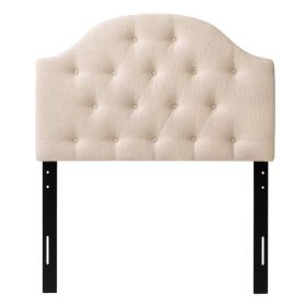 Twin Size Cream Upholstered Tufted Height Adjustable Headboard