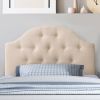 Twin Size Cream Upholstered Tufted Height Adjustable Headboard