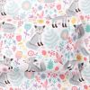 Twin size Pink Grey White Teal Floral Fox Birds Soft Polyester 4 Piece Sheet Set