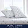 Twin size Coastal Beach 100-Percent Cotton Navy Blue White Stripe Sheet Set