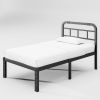 Twin XL Size Heavy Duty Black Metal Platform Bed Frame with Headboard