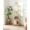 Narrow Gold Metal Frame Glass Shelves Shelving Unit Slim 4-Shelf Bookcase