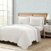 King/Cal King White Grey Scalloped Edge Reversible Thin Light Quilt Set