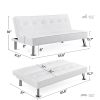 White Faux Leather Click Clack Adjustable Futon Sleeper Sofa