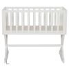 Solid Wood Rocking Baby Glider Cradle with Crib Mattress in White Finish