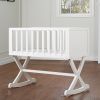 Solid Wood Rocking Baby Glider Cradle with Crib Mattress in White Finish