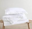 Queen Size White Ruffled Edge Microfiber Comforter Set