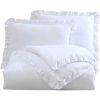 Queen Size White Ruffled Edge Microfiber Comforter Set