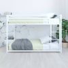 Twin over Twin size Modern Low Height White Metal Bunk Bed