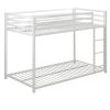 Twin over Twin size Modern Low Height White Metal Bunk Bed