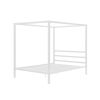 Queen size Modern White Metal Canopy Bed - No Box-Springs Required