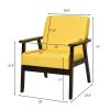 Retro Modern Classic Yellow Linen Wide Accent Chair with Espresso Wood Frame