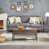 Modern Metal Lift Top Coffee Table Sofa Laptop Desk with Rustic Taupe Wood Top