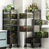 Rotating Kitchen Storage Shelf 5 Tier, Metal Fruit Vegetable Storage Basket Multi-Layer Vegetable Rack Storage Trolley on Wheels